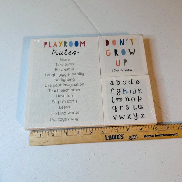 Playroom Rules Canvas Art Set Of 3 Children's Room Baby Room Nursery Decoration - Picture 2 of 5